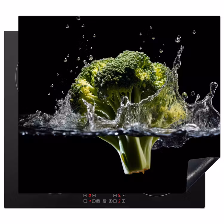 Herdabdeckplatte - Brokkoli - Grün - Wasser - Schwarz — 1
