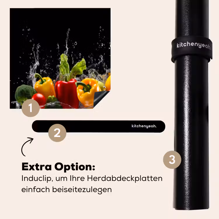 Herdabdeckplatte - Paprika - Wasser - Gemüse - Schwarz — 8
