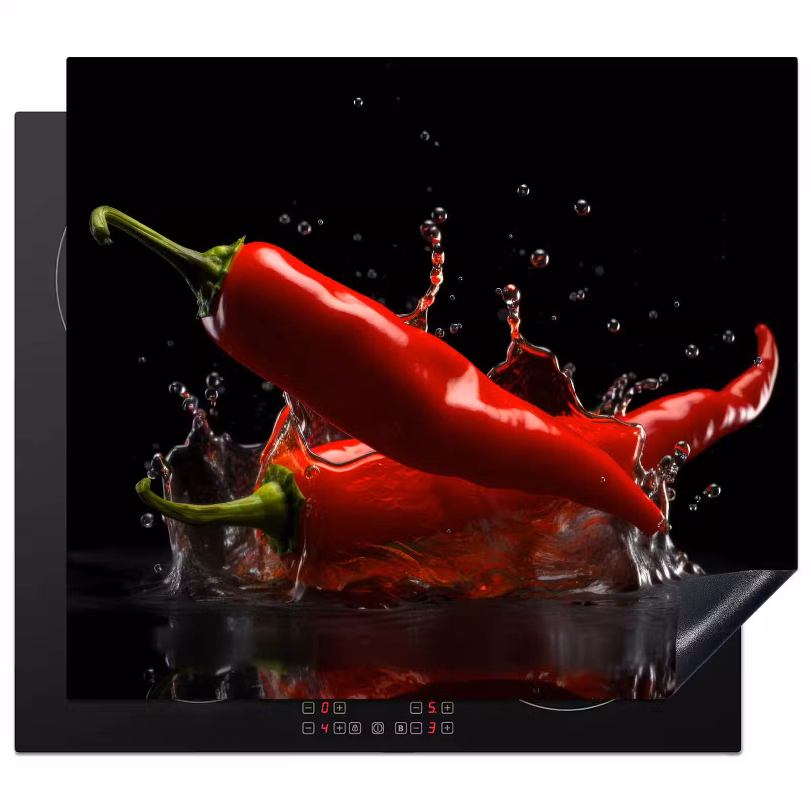 Herdabdeckplatte - Paprika - Rot - Schwarz - Wasser - Gemüse — 1