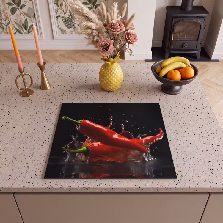 Herdabdeckplatte - Paprika - Rot - Schwarz - Wasser - Gemüse — 3