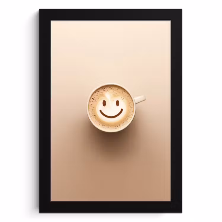 Bilder mit Rahmen - Kaffee - Milchschaum - Lächeln - Beige — 1