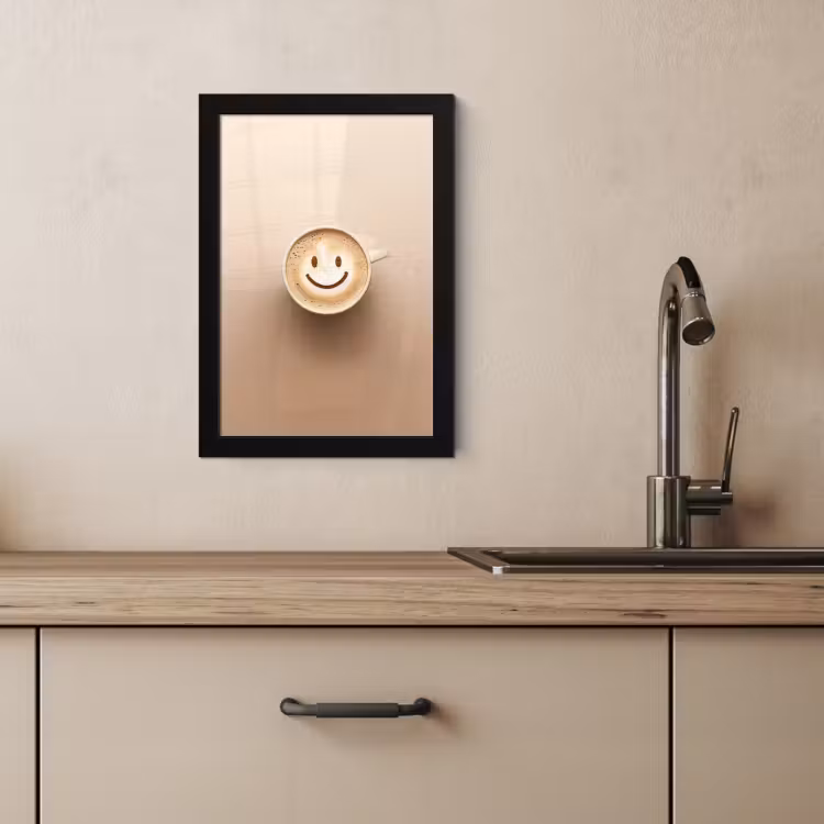 Bilder mit Rahmen - Kaffee - Milchschaum - Lächeln - Beige — 4