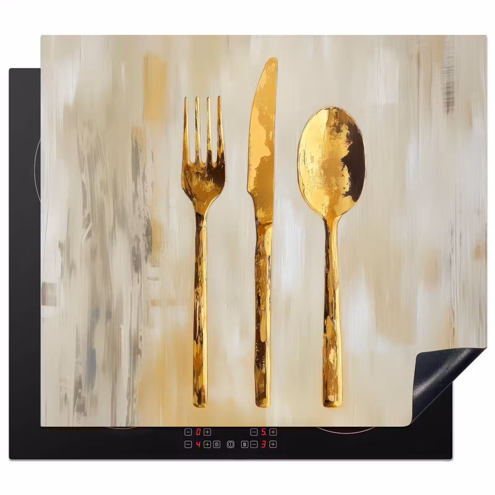 Herdabdeckplatte - Farbe - Gold - Besteck — 1