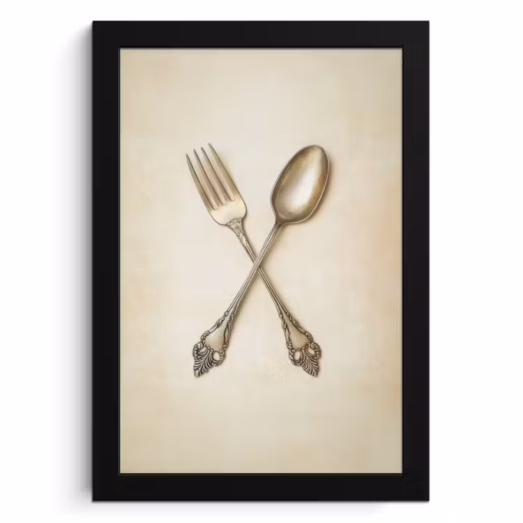 Bilder mit Rahme - Beige - Vintage - Besteck — 1