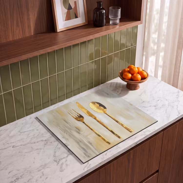 Herdabdeckplatte - Farbe - Gold - Besteck — 4