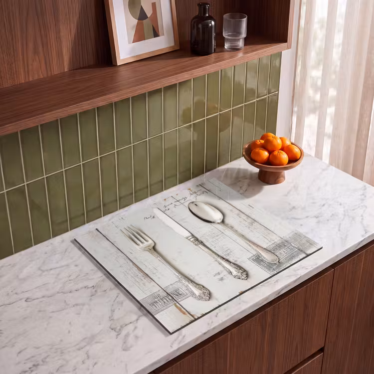 Herdabdeckplatte - Silber - Besteck - Holz — 4