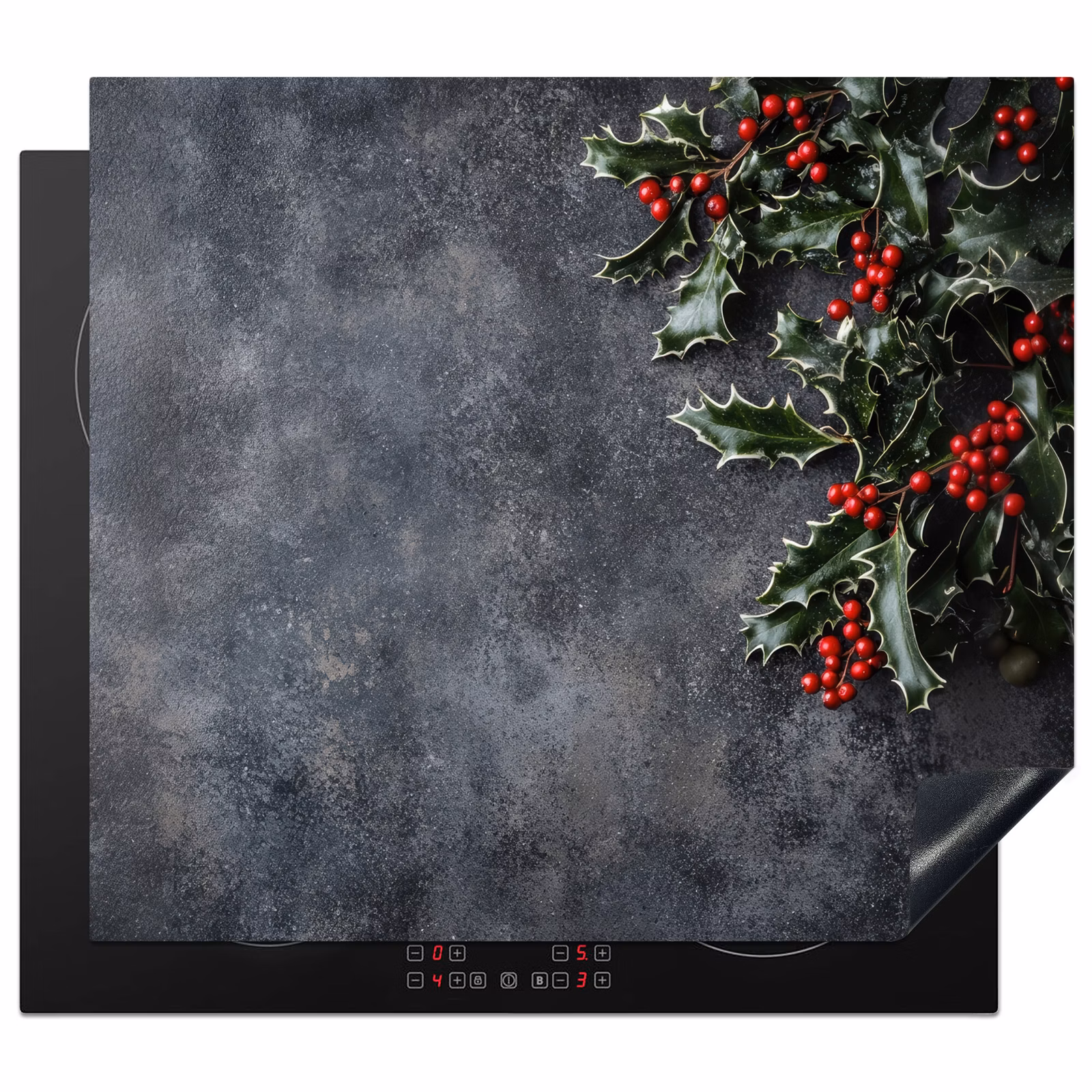 Herdabdeckplatte - Weihnachten - Zweige - Winter - Rot — 1