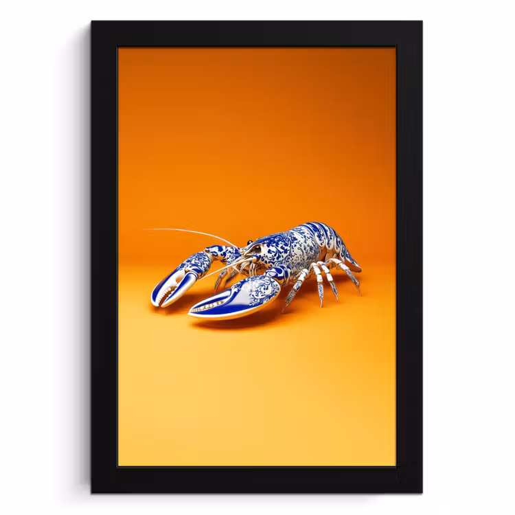 Bilder mit Rahmen - Hummer - Delfter Blau - Schild - Hart - Orange — 1