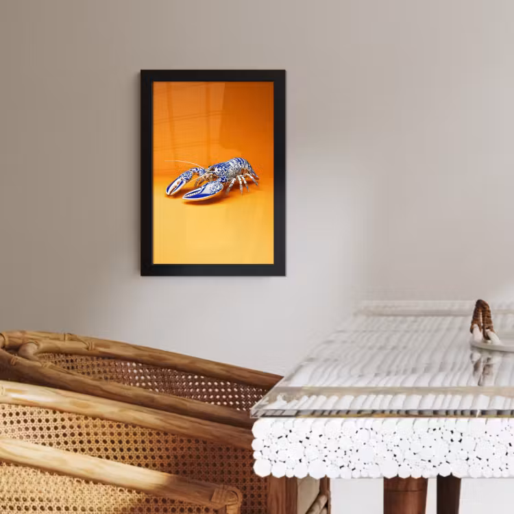Bilder mit Rahmen - Hummer - Delfter Blau - Schild - Hart - Orange — 2