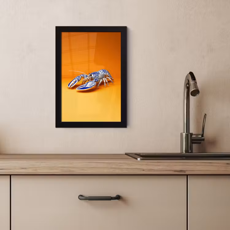 Bilder mit Rahmen - Hummer - Delfter Blau - Schild - Hart - Orange — 3