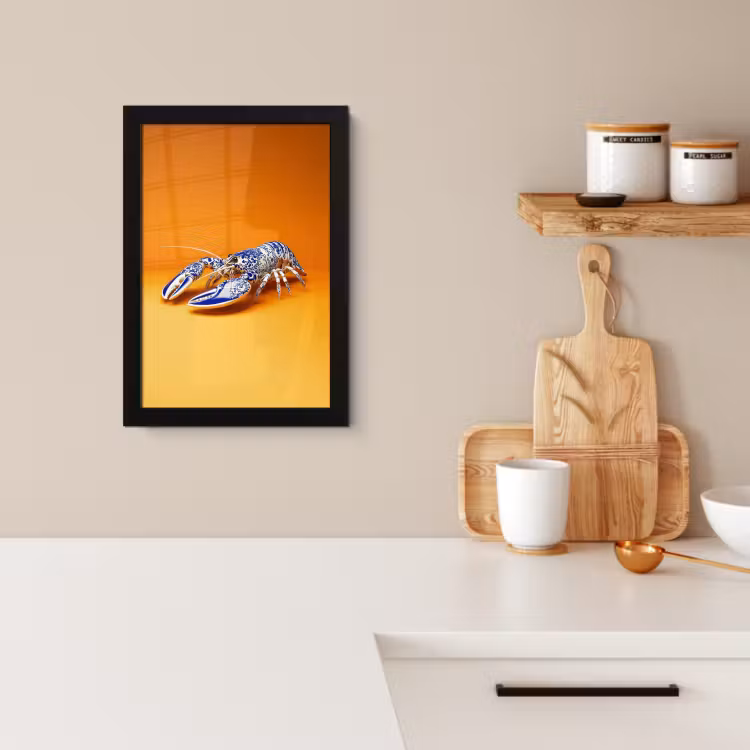 Bilder mit Rahmen - Hummer - Delfter Blau - Schild - Hart - Orange — 4