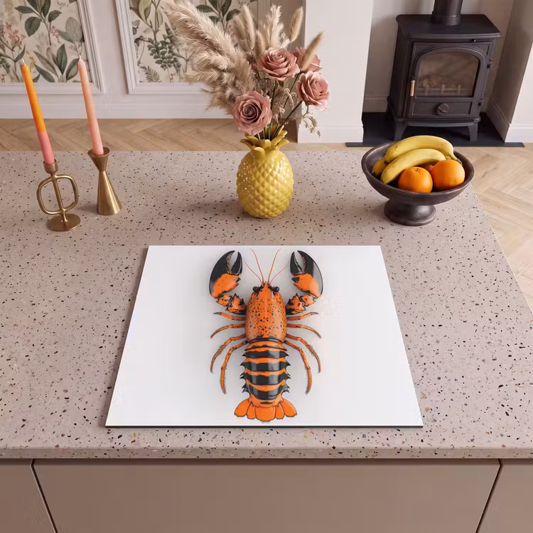 Herdabdeckplatte - Krebs - Schwarz - Orange - Weiß - Einzigartig — 3