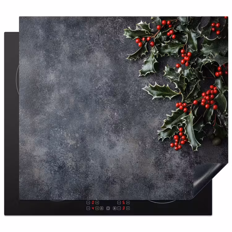 Herdabdeckplatte - Weihnachten - Zweige - Winter - Rot — 1
