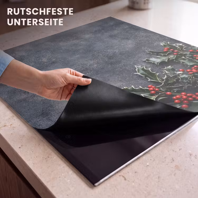 Herdabdeckplatte - Weihnachten - Zweige - Winter - Rot — 6