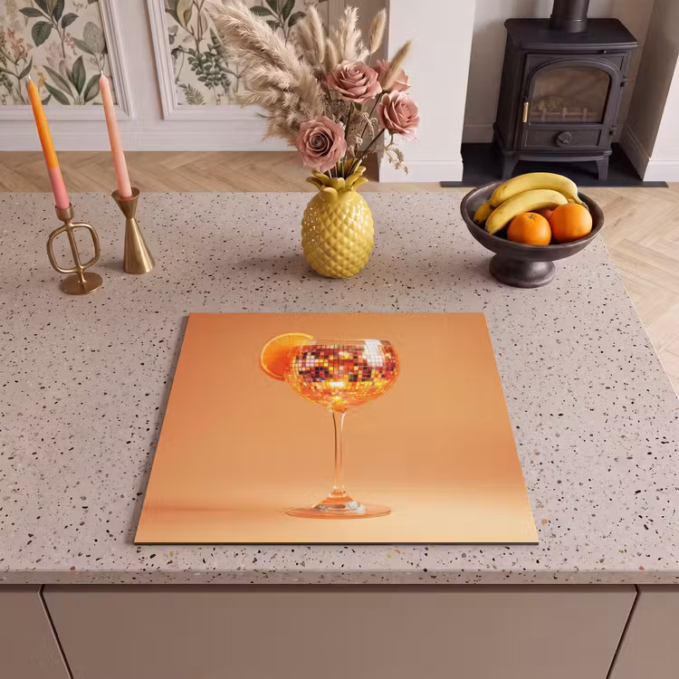 Herdabdeckplatte - Getränk - Orange - Glitzer - Disco — 3