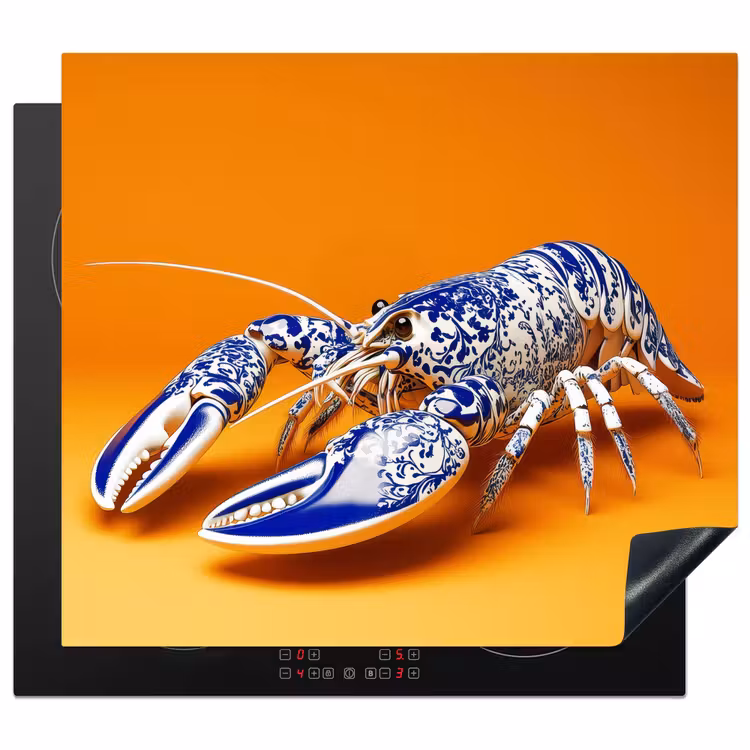Herdabdeckplatte - Hummer - Delfter Blau - Schild - Hart - Orange — 1