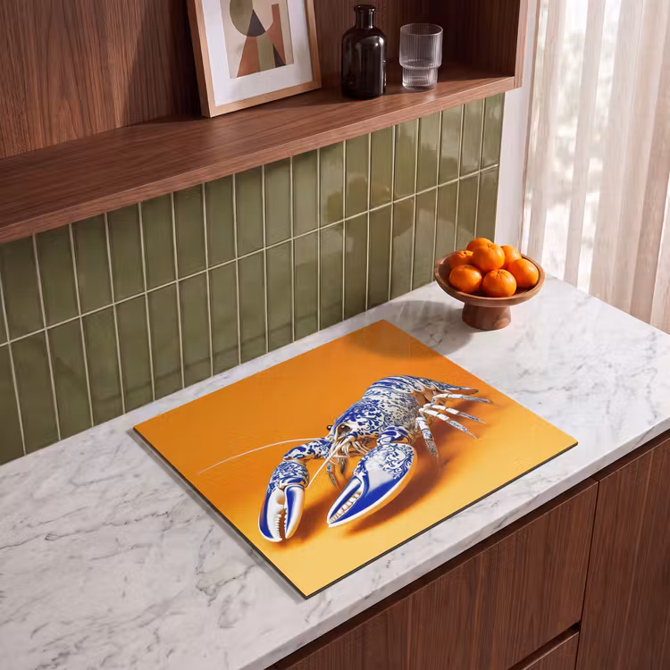 Herdabdeckplatte - Hummer - Delfter Blau - Schild - Hart - Orange — 4