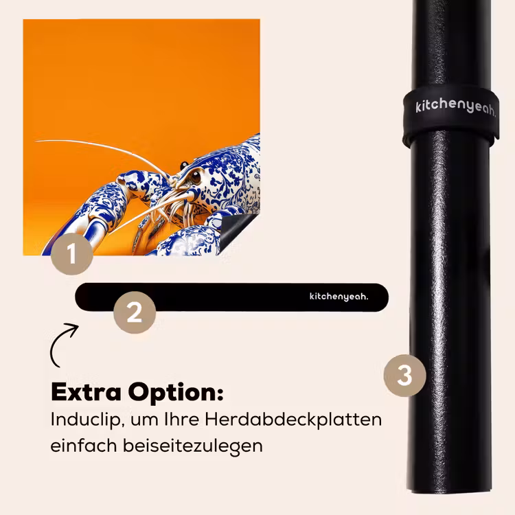 Herdabdeckplatte - Hummer - Delfter Blau - Schild - Hart - Orange — 8