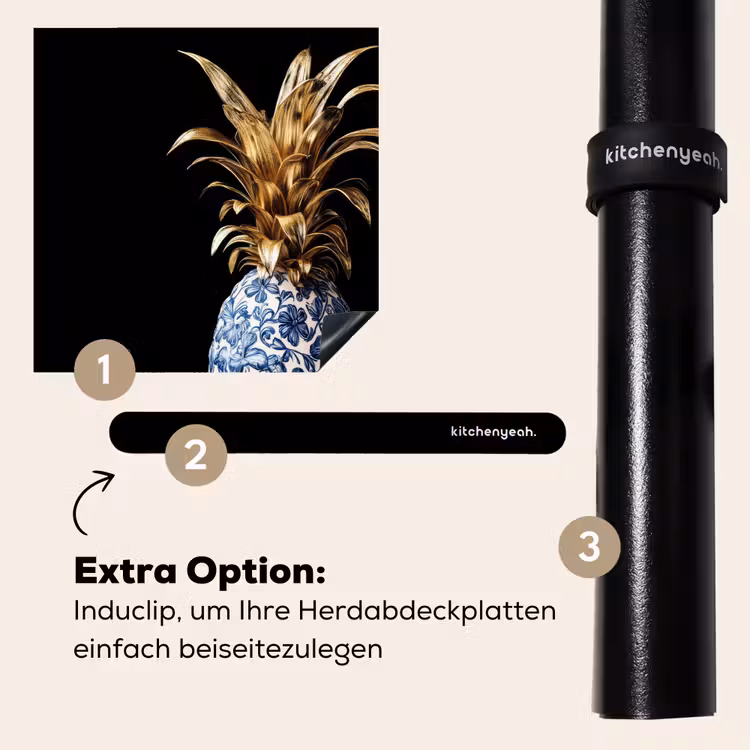 Herdabdeckplatte - Ananas - Blumenmuster - Gold - Delfter Keramik — 8