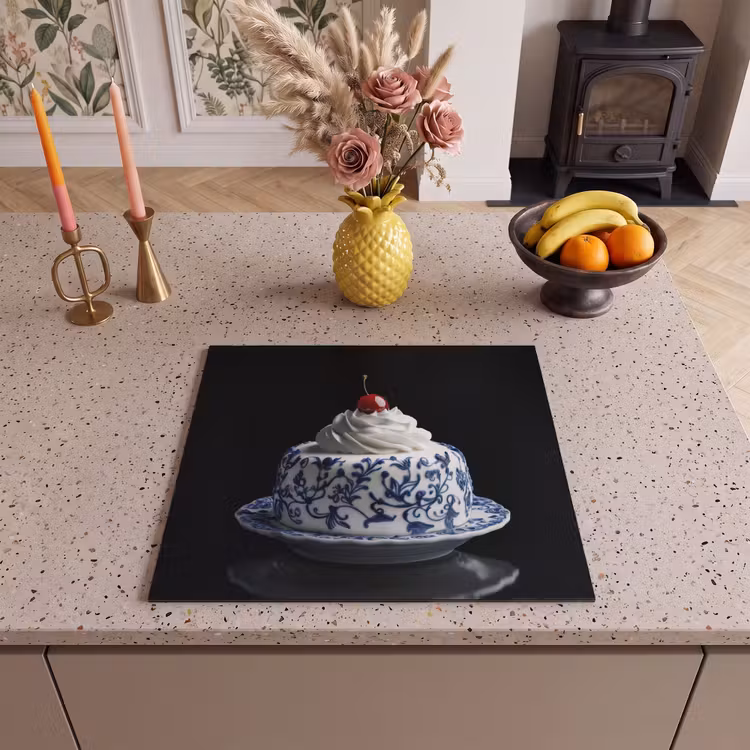 Herdabdeckplatte - Torte - Schlagsahne - Kirsche - Teller - Delfter Blau — 3