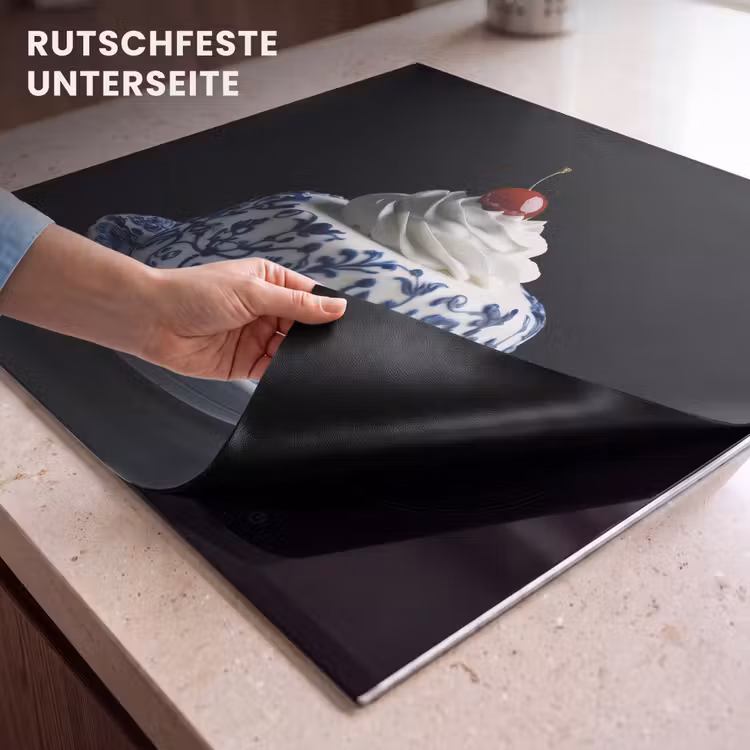 Herdabdeckplatte - Torte - Schlagsahne - Kirsche - Teller - Delfter Blau — 6