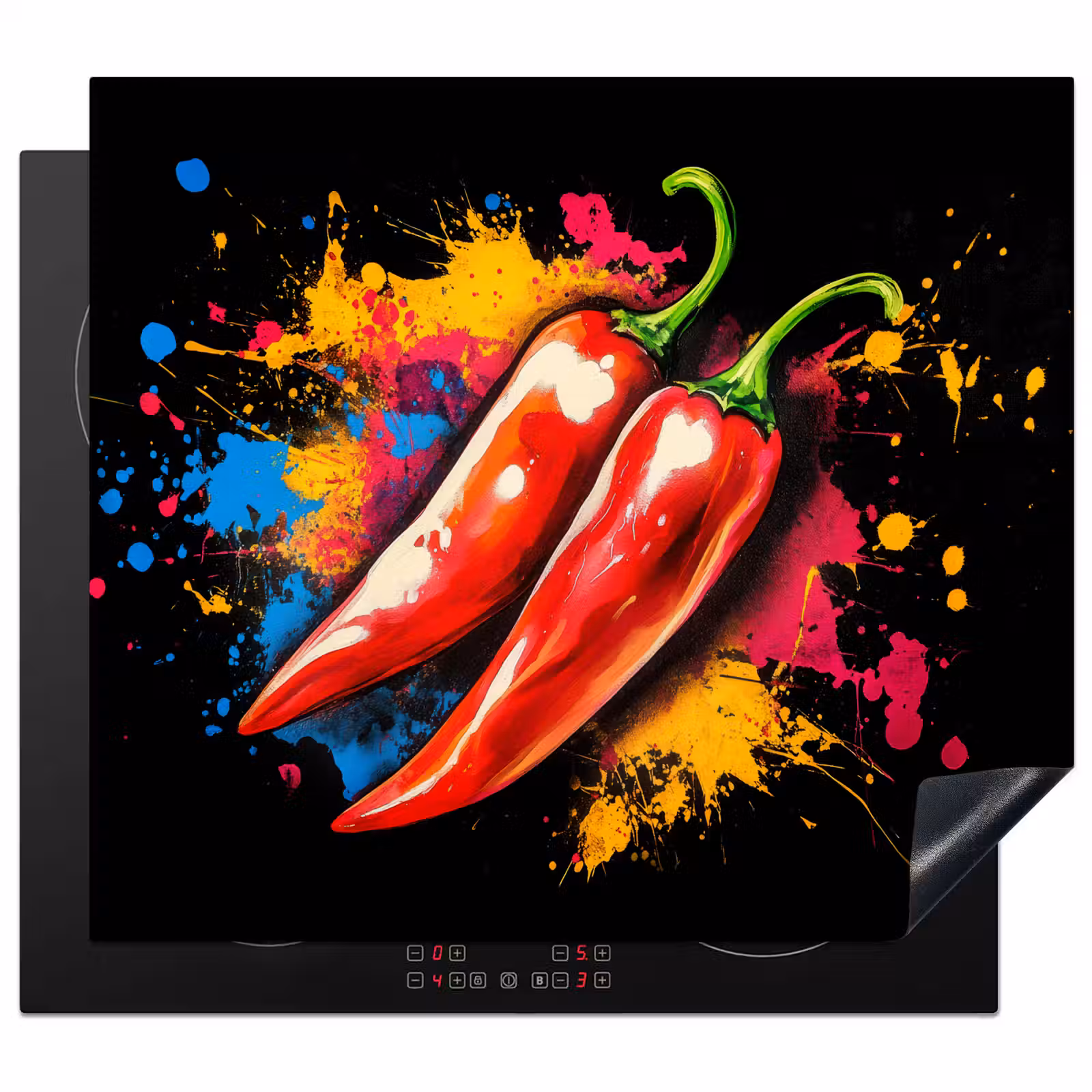 Herdabdeckplatte - Pfeffer - Graffiti - Farbe - Abstrakt - Modern - Farbenfroh — 1