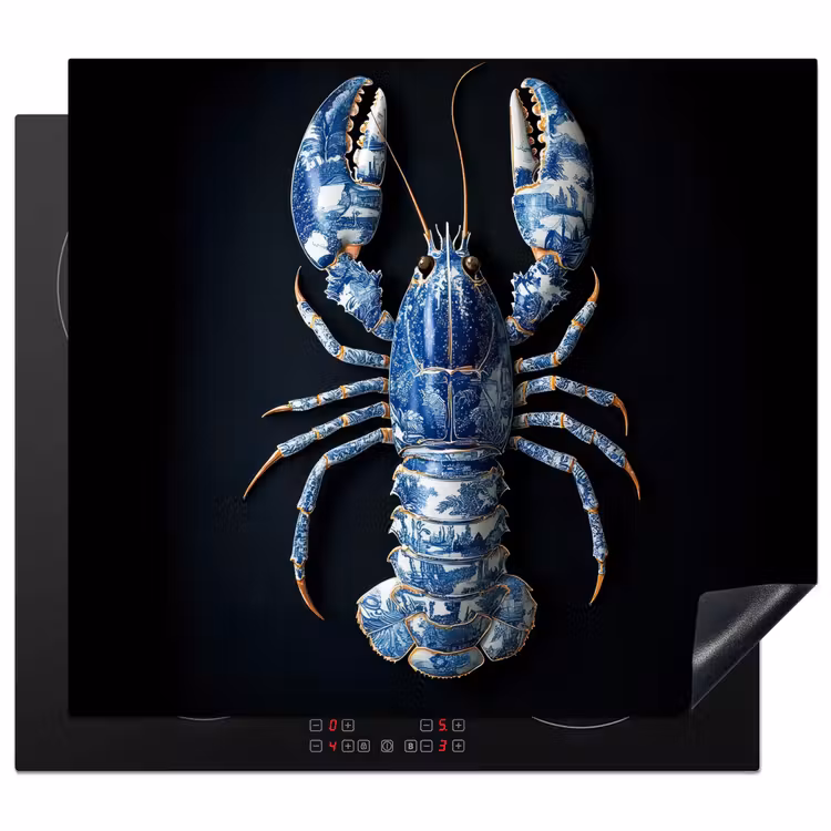 Herdabdeckplatte - Hummer - Delfter Blau - Schild - Zäh — 1