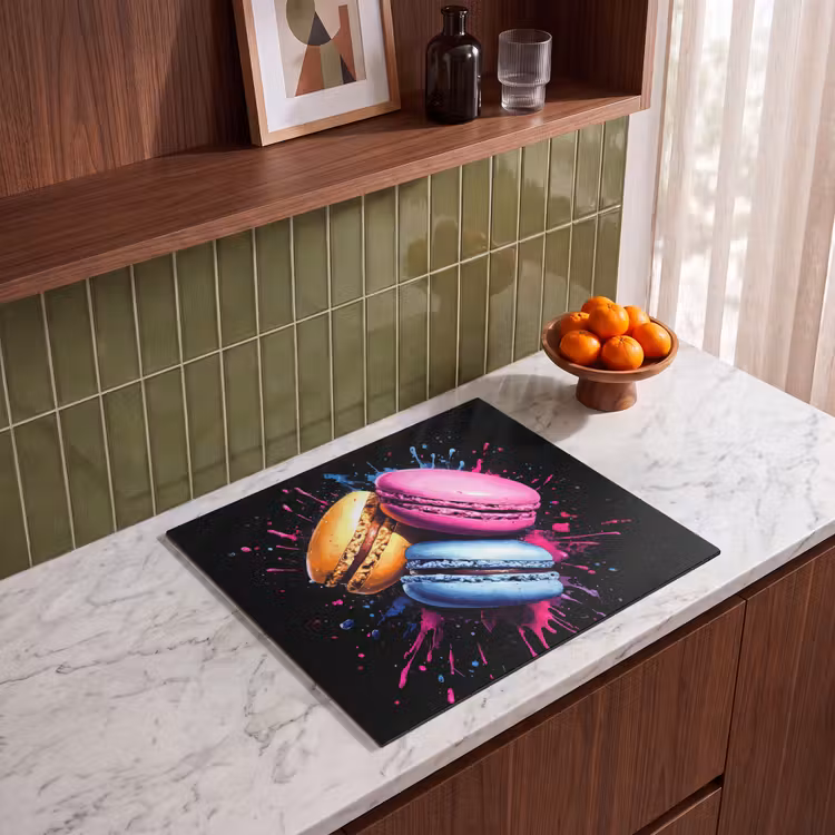 Herdabdeckplatte - Makronen - Dessert - Graffiti - Bunt - Rosa - Blau - Gelb — 4