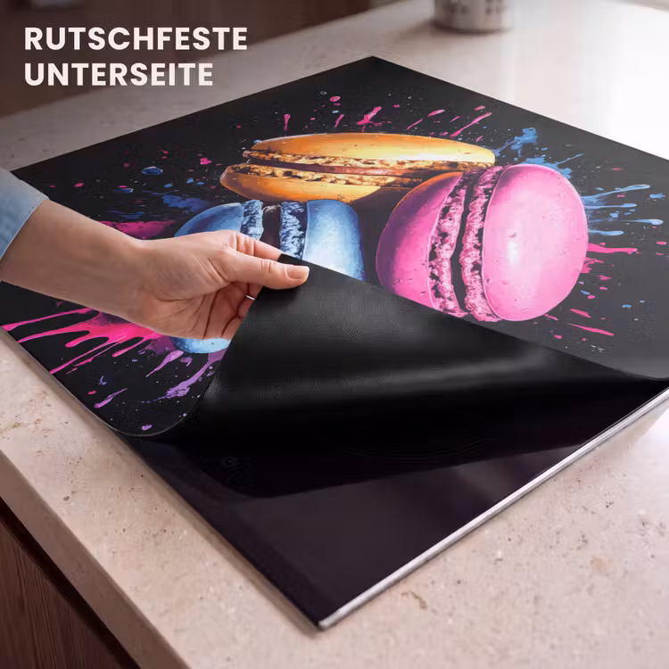 Herdabdeckplatte - Makronen - Dessert - Graffiti - Bunt - Rosa - Blau - Gelb — 6