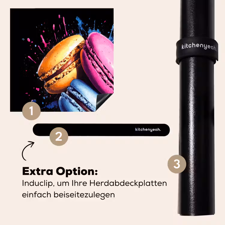 Herdabdeckplatte - Makronen - Dessert - Graffiti - Bunt - Rosa - Blau - Gelb — 8