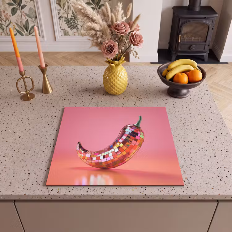 Herdabdeckplatte - Paprika - Disco - Rot - Glitzer — 3
