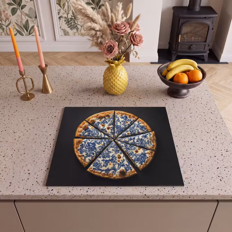 Herdabdeckplatte - Pizza - Lebensmittel - Delfter Blau — 3