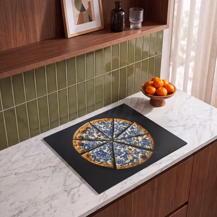 Herdabdeckplatte - Pizza - Lebensmittel - Delfter Blau — 4