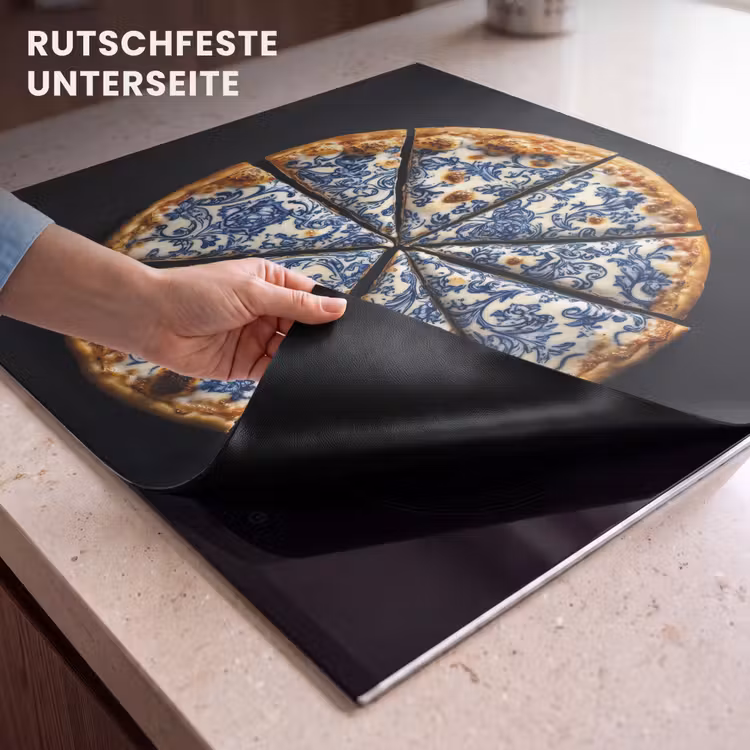 Herdabdeckplatte - Pizza - Lebensmittel - Delfter Blau — 6