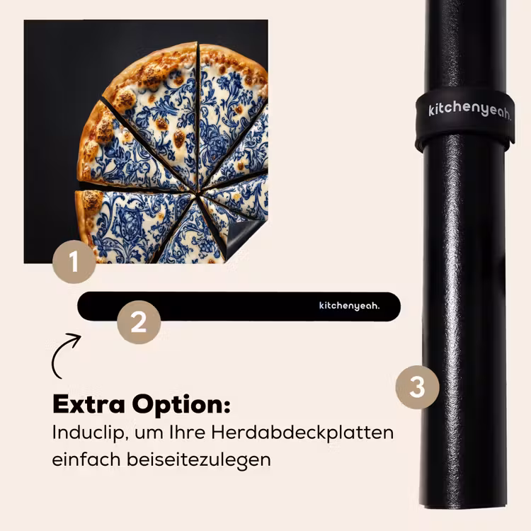 Herdabdeckplatte - Pizza - Lebensmittel - Delfter Blau — 8
