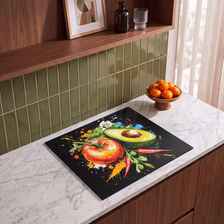 Herdabdeckplatte - Tomate - Avocado - Paprika - Graffiti - Farbe - Modern — 4