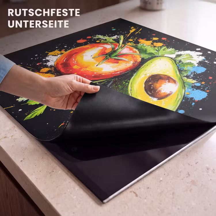 Herdabdeckplatte - Tomate - Avocado - Paprika - Graffiti - Farbe - Modern — 6