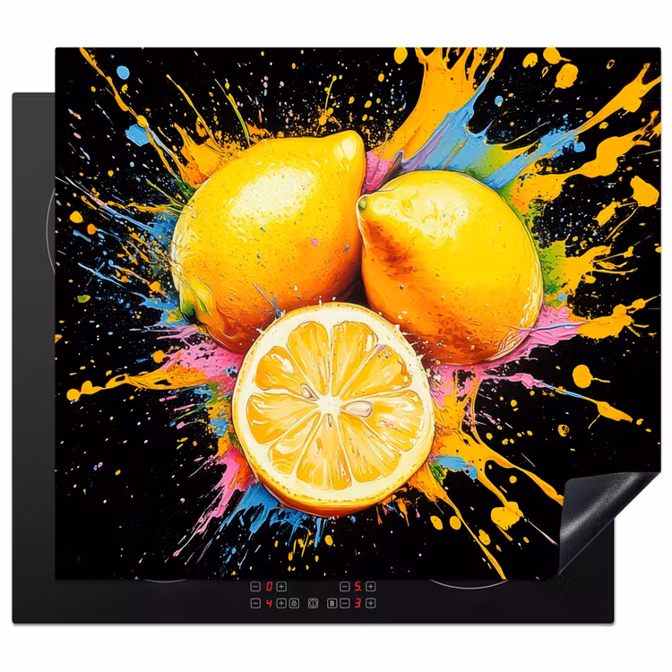 Herdabdeckplatte - Zitrone - Graffiti - Farbenfroh - Farbe - Modern — 1