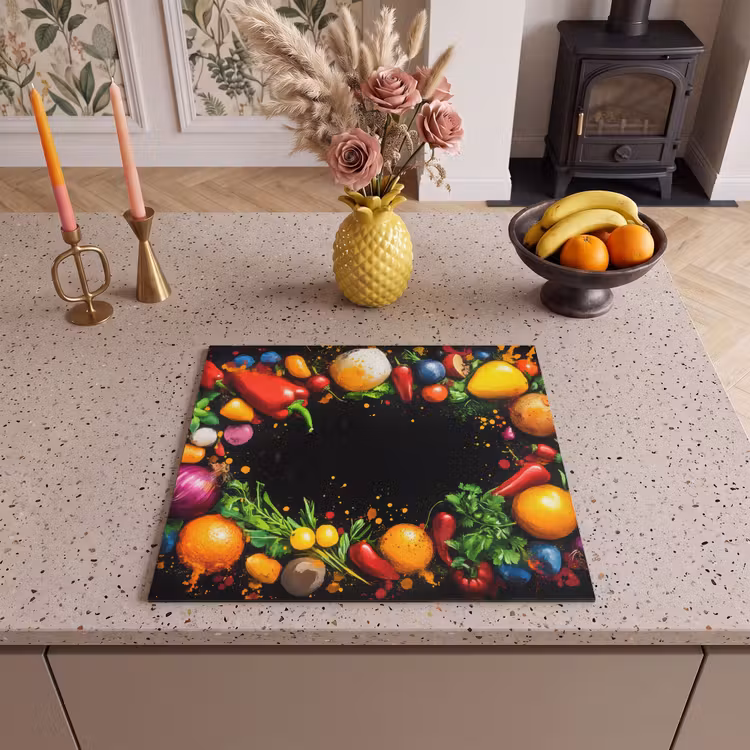 Herdabdeckplatte - Gemüse - Graffiti - Farbenfroh - Kochen - Abstrakt — 3