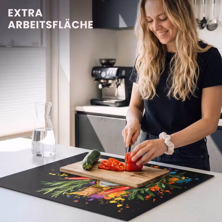 Herdabdeckplatte - Olivenöl - Graffiti - Pfeffer - Oliven - Modern — 5