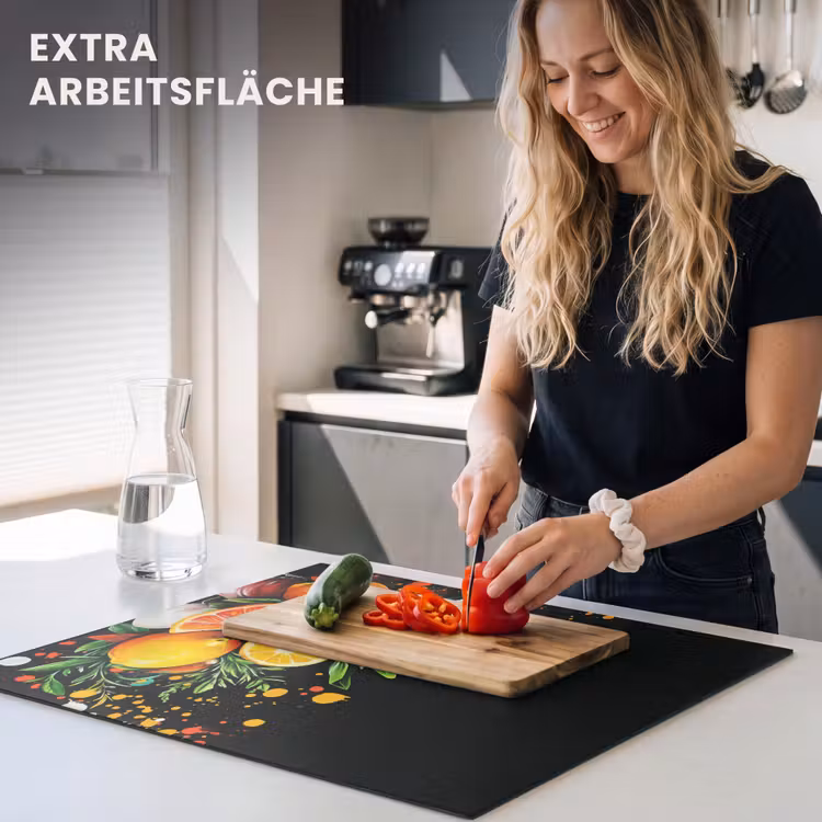 Herdabdeckplatte - Zitronen - Schwarz - Kräuter - Graffiti - Farbe — 5