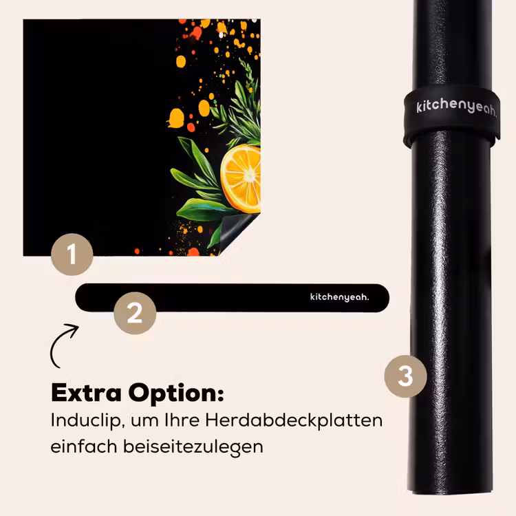 Herdabdeckplatte - Zitronen - Schwarz - Kräuter - Graffiti - Farbe — 8
