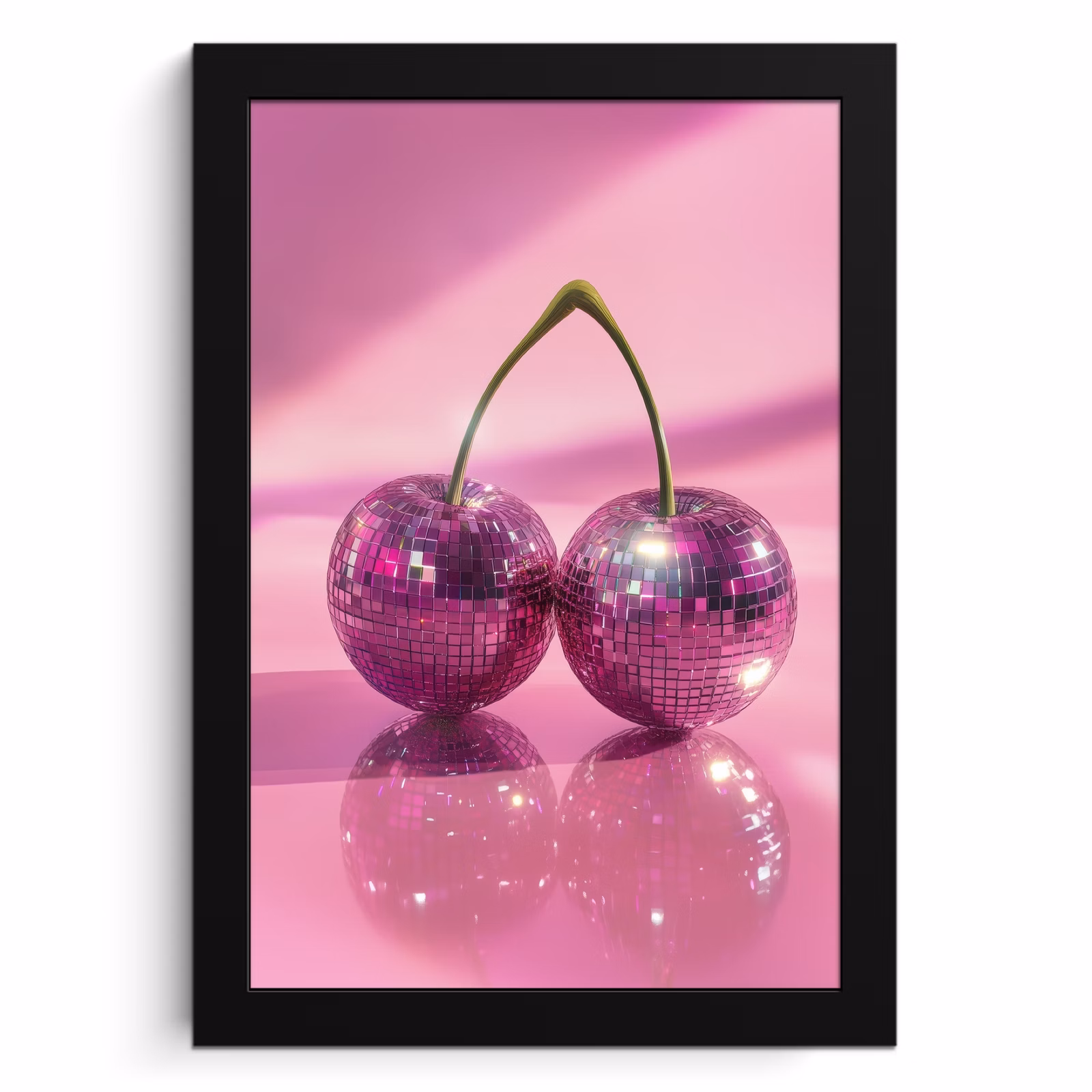 Bilder mit Rahmen - Glitzer - Discokugel - Rosa - Kirsche — 1