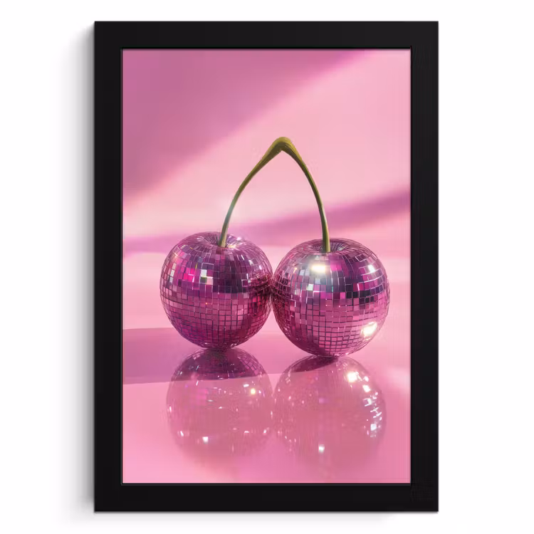 Bilder mit Rahmen - Glitzer - Discokugel - Rosa - Kirsche — 1
