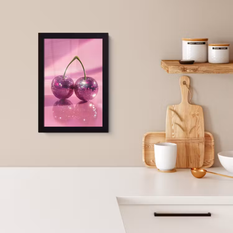 Bilder mit Rahmen - Glitzer - Discokugel - Rosa - Kirsche — 2