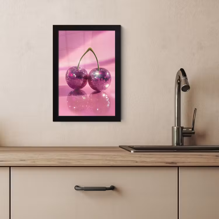 Bilder mit Rahmen - Glitzer - Discokugel - Rosa - Kirsche — 3