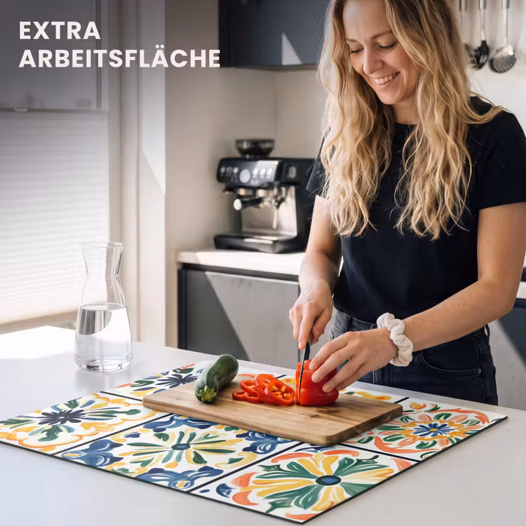 Herdabdeckplatte - Spanisch - Kacheln - Keramik - Blumen — 5
