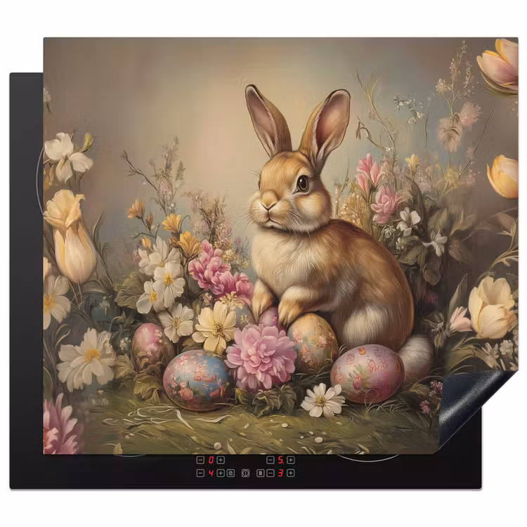 Herdabdeckplatte - Hase - Stilleben - Blumen — 1