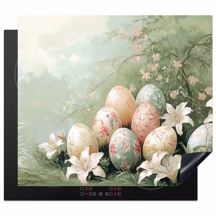Herdabdeckplatte - Ostereier - Pastelltöne - Blumen — 1