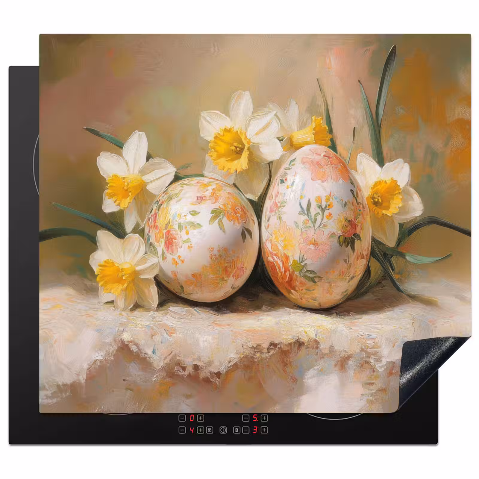 Herdabdeckplatte - Blumen - Eier - Bemalt — 1